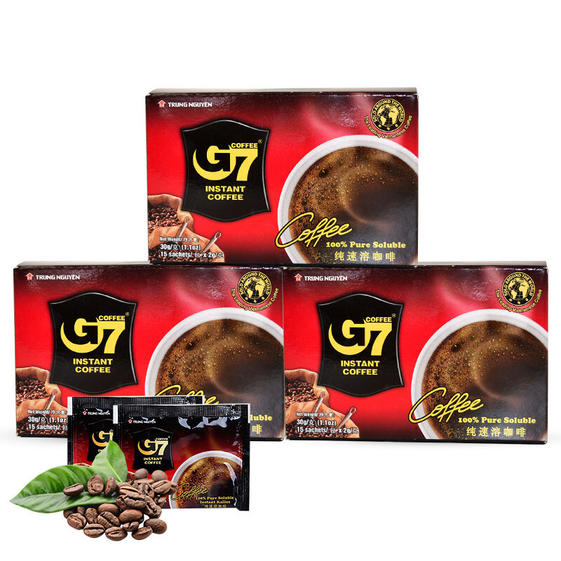 G7美式萃取速溶纯黑咖啡30g（15包）*3 越南进口冲调饮品浓醇顺滑(盒)