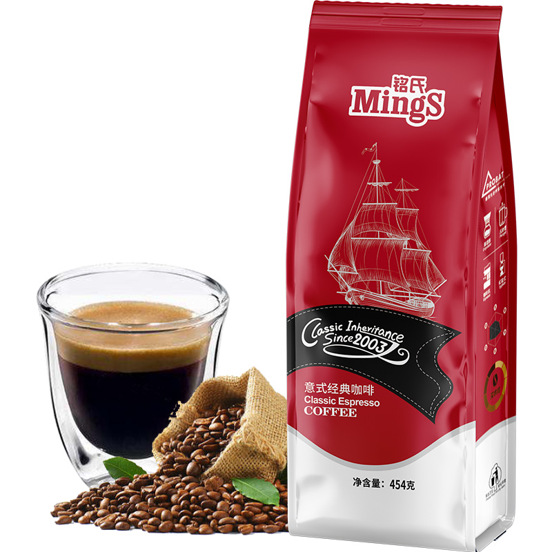 铭氏Mings 精品系列 意式经典咖啡豆454g 意大利浓缩拼配 奶咖适用(袋)