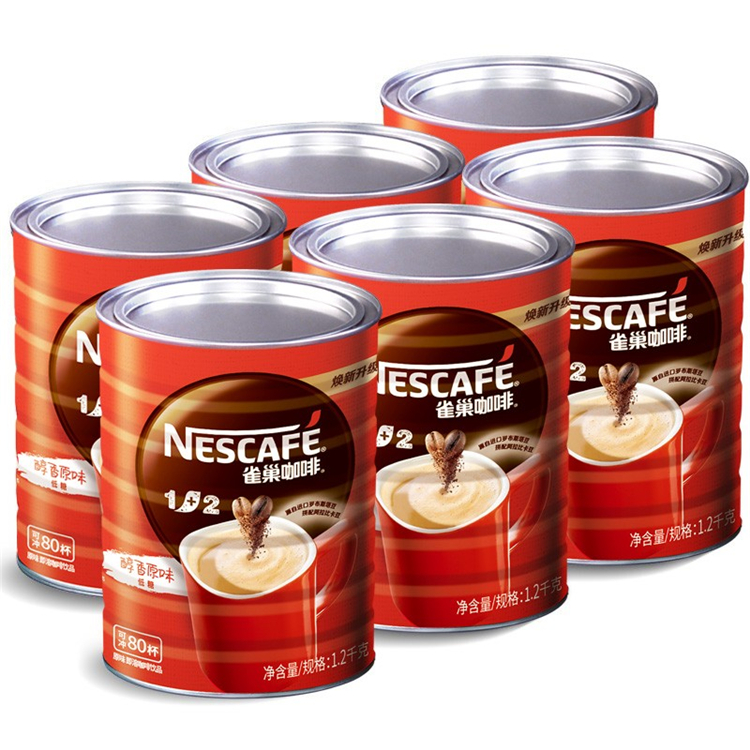 雀巢 Nestle 速溶咖啡 1+2原味咖啡1.2kg*6桶 （单位：箱）