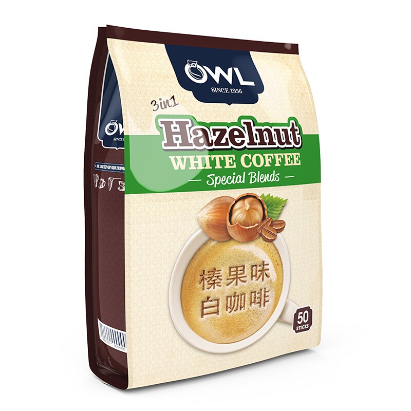 猫头鹰(OWL) 马来西亚进口 三合一榛果味速溶白咖啡粉 韩国款精装升级量贩款1kg（单位：袋）