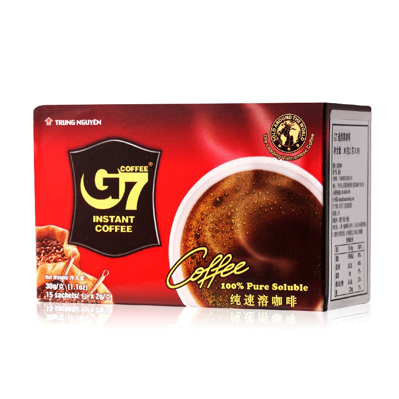G7 越南进口 中原速溶美式黑咖啡粉2g*15袋*2盒（单位：组）