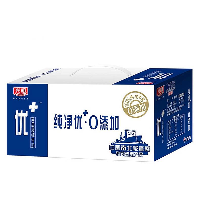光明 优+礼盒装纯牛奶250ml×12盒 （单位：箱）