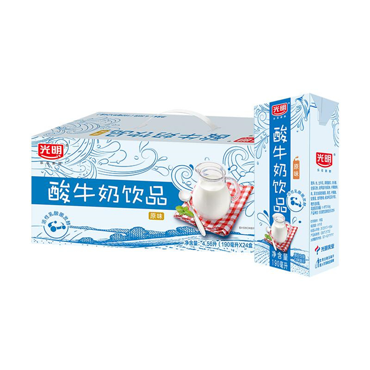 光明 酸牛奶 原味酸奶饮品 190ml*24盒（单位：箱）