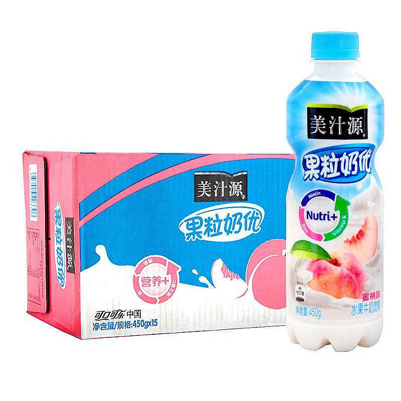 美汁源 果粒奶优蜜桃 450g*15瓶/箱 (单位：箱)