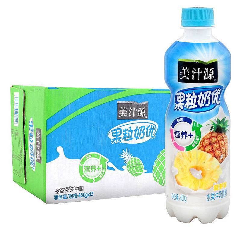 美汁源 果粒奶优菠萝 450g*15瓶/箱 (单位：箱)