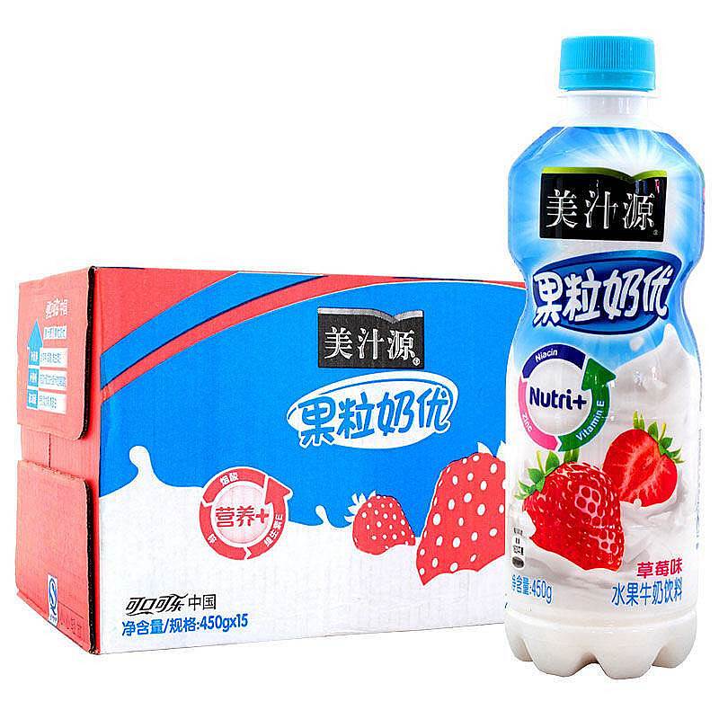 美汁源果粒奶优草莓450g*15瓶(箱)