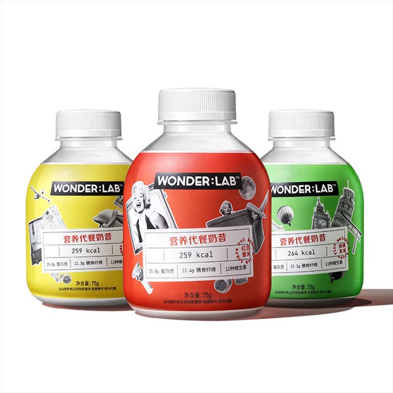 WonderLab营养代餐奶昔3瓶组合装（红豆、抹茶、黑芝麻）225g(组)