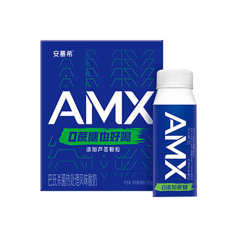 伊利安慕希旗舰店AMX小黑冠0添加蔗糖芦荟颗粒酸奶200g*10瓶整箱(箱)