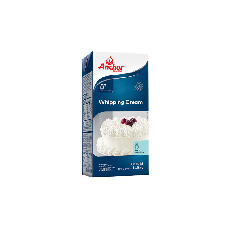 安佳(Anchor)新西兰进口 超高温灭菌搅打淡奶油稀奶油1L 2盒起订 （单位：盒）