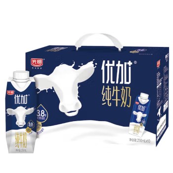 光明优加梦幻盖便携包纯牛奶礼盒3.8g乳蛋250ml*10（盒）