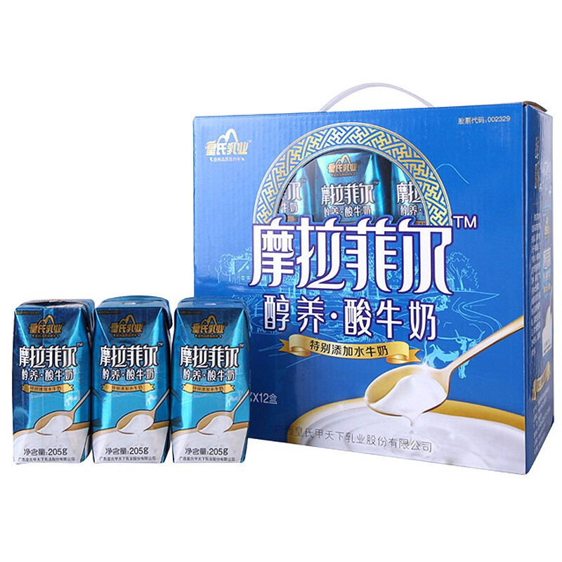 皇氏乳业 摩拉菲尔 水牛奶醇养常温酸牛奶(原味)205g*12 钻石装(箱)