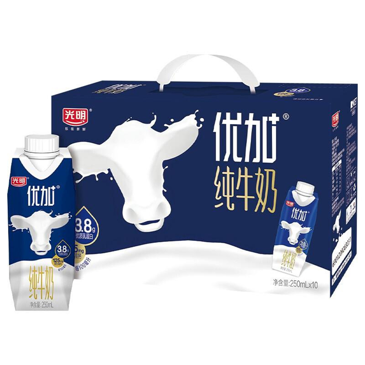 光明 优加梦幻盖纯牛奶250ml*10盒（3.8g乳蛋白/100ml）礼盒装(箱)