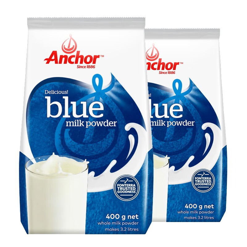 安佳Anchor 新西兰进口 调制乳粉 成人奶粉 全脂奶粉400g*2袋（单位：组）