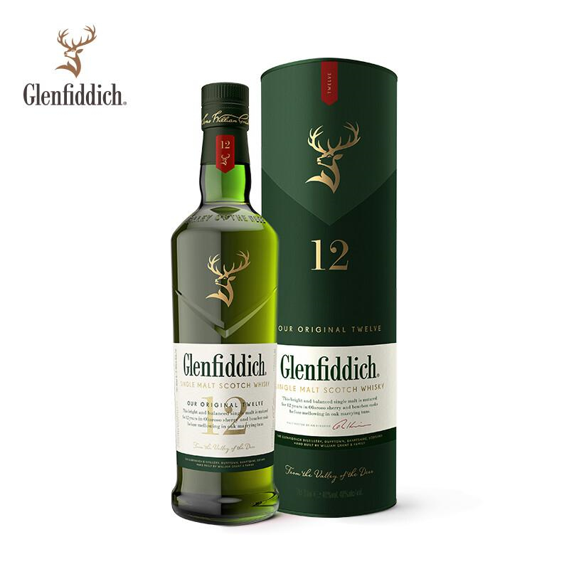 格兰菲迪（Glenfiddich）12年苏格兰达夫镇单一麦芽威士忌700ml(单位:瓶)