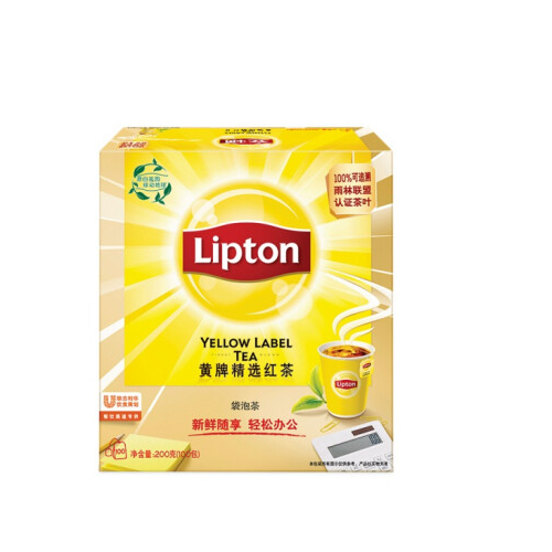 立顿（Lipton）斯里兰卡红茶黄牌精选红茶2g*100包（盒）