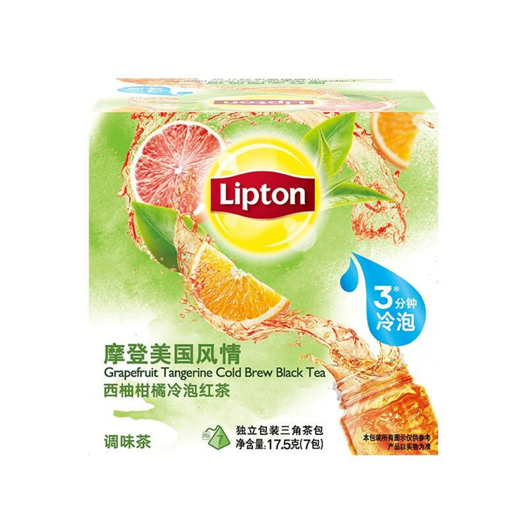 立顿Lipton 冷泡茶 0糖0脂肪 西柚柑橘风味红茶 独立三角包袋泡茶包2.5g*7包（单位：盒）