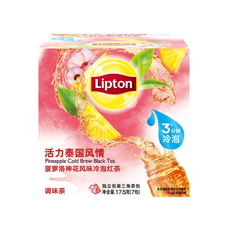 立顿Lipton 冷泡茶 0糖0脂肪 菠萝洛神花风味红茶 独立三角包袋泡茶包2.5*7g包（单位：盒）