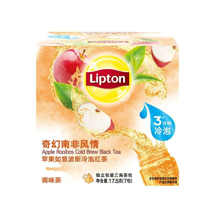 立顿Lipton 冷泡茶 0糖0脂肪 苹果如意波斯风味红茶 独立三角包袋泡茶包2.5g*7包（单位：盒）