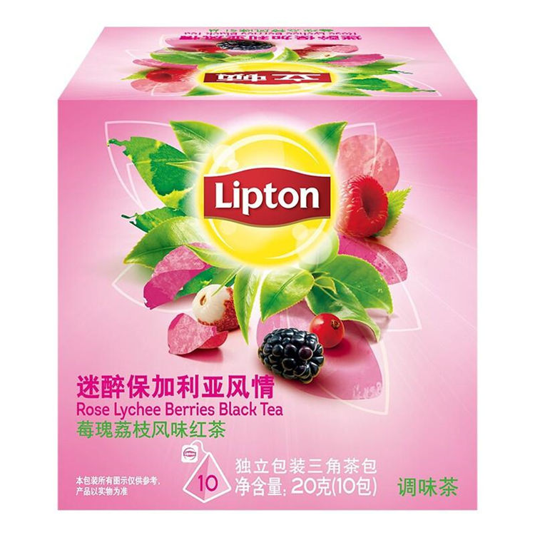 立顿Lipton 莓瑰荔枝风味红茶 独立三角包袋泡茶包2g*10包（单位：盒）