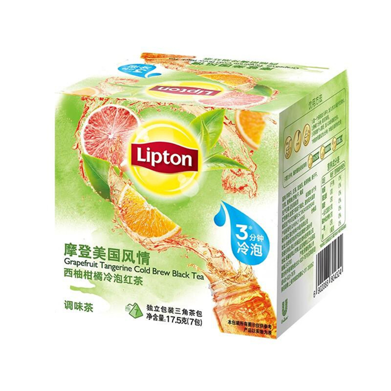 立顿Lipton 冷泡茶 0糖0脂肪 西柚柑橘风味红茶 独立三角包袋泡茶包2.5g*7包（单位：盒）