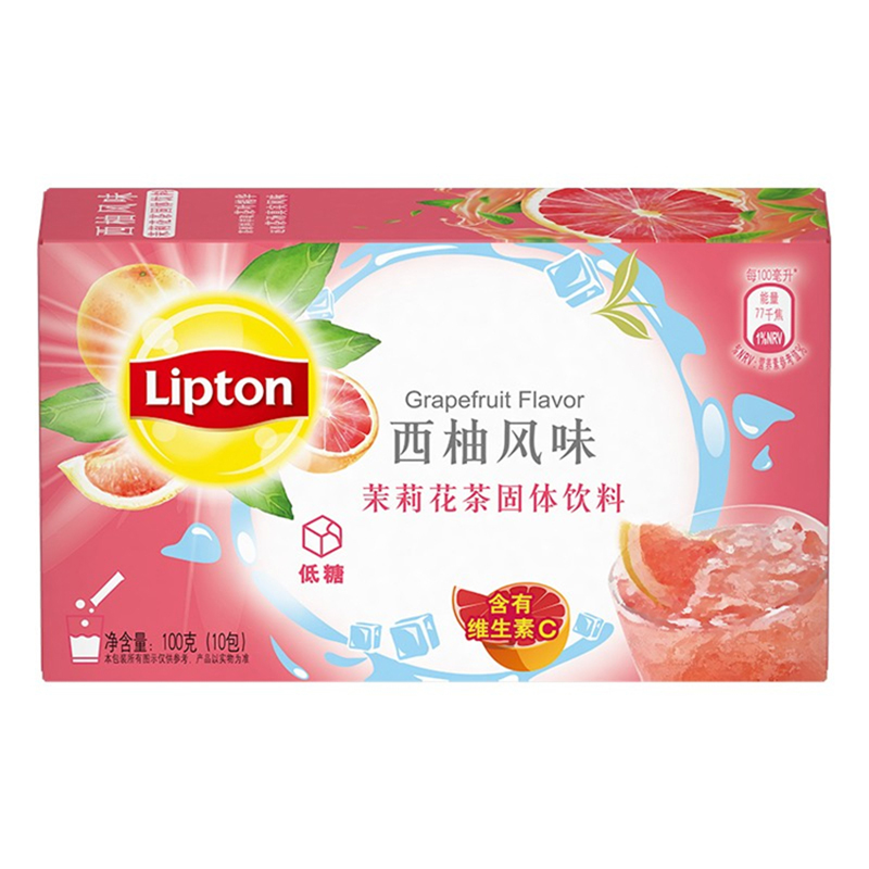 立顿Lipton 冷泡冰饮果汁粉 西柚风味茉莉花茶粉10g*10条（单位：盒）