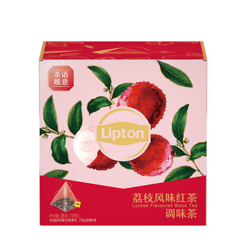 立顿Lipton 荔枝风味红茶水果茶 冷萃独立三角茶包调味茶2.5g*10包（单位：盒）