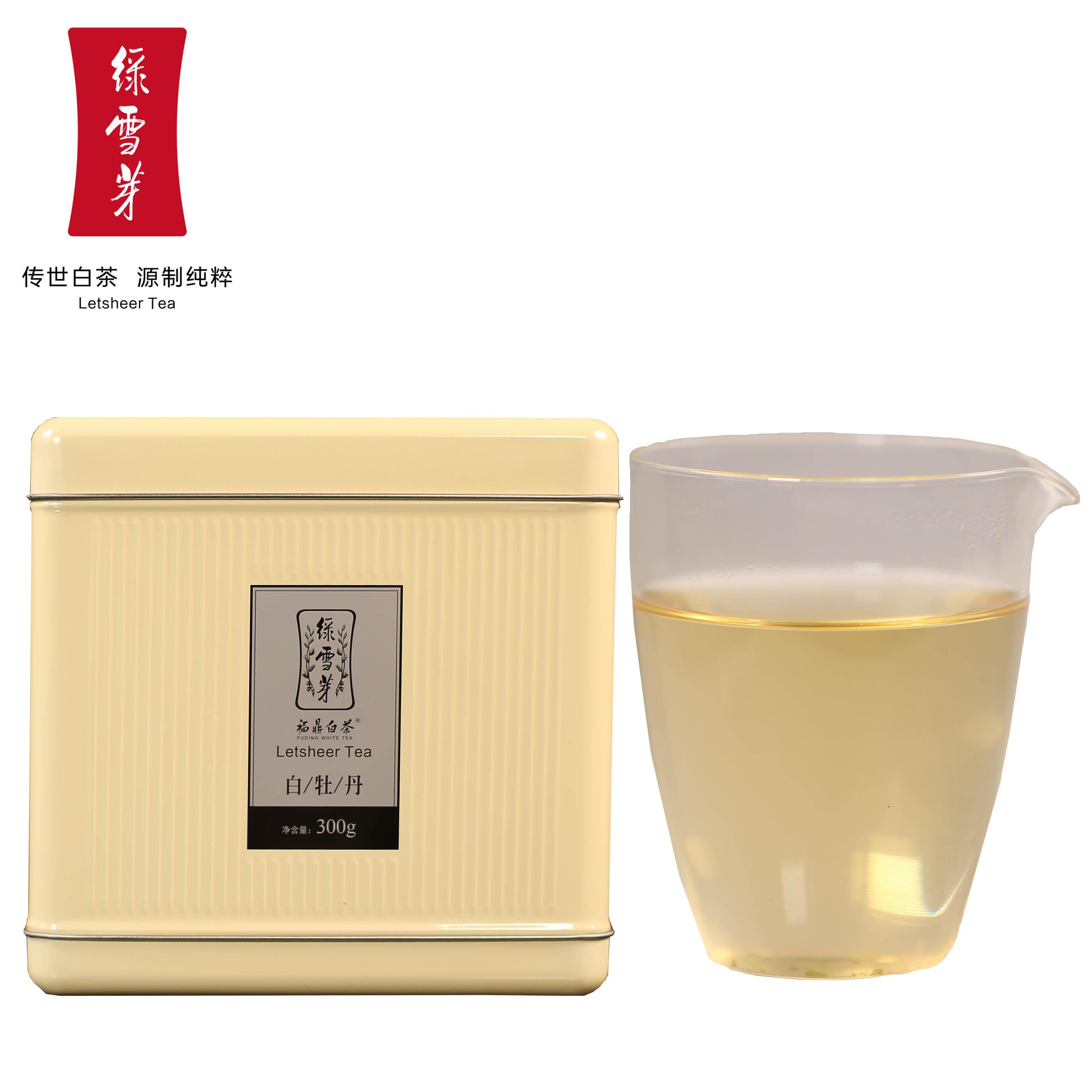 绿雪芽福鼎白茶2020新茶白牡丹散茶 正方罐一级高山白茶礼盒300g