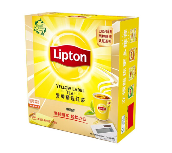 立顿（Lipton）黄牌精选经典红茶茶包 2g*100包 （盒）