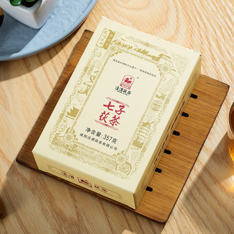 泾渭茯茶（JINGWEI FU TEA）七子茯茶357g黑茶茶叶 咸阳茯茶 陕西特产 金花茯茶砖茶（单位：盒）
