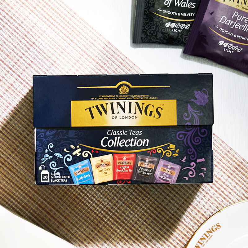 川宁（TWININGS）英式红茶精选 5种口味混合装 进口红茶茶叶 独立茶包袋 20袋*2g(盒)