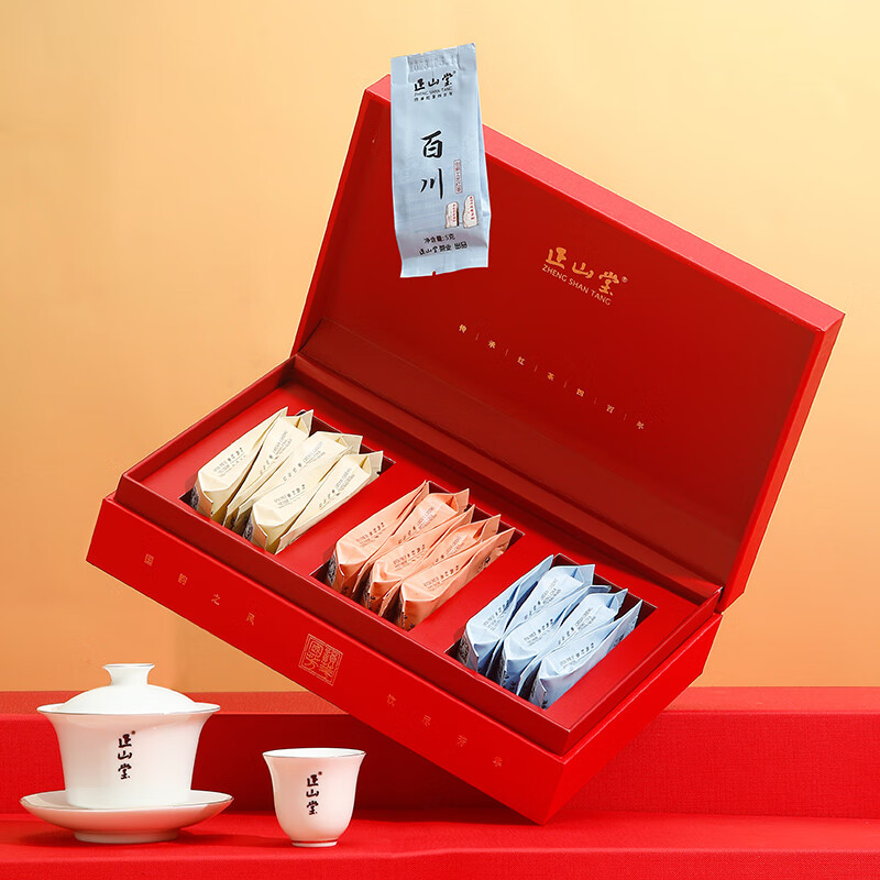 正山堂 茶叶 正山小种红茶 2023新茶武夷山特级 国韵芳华礼盒装90g(盒)