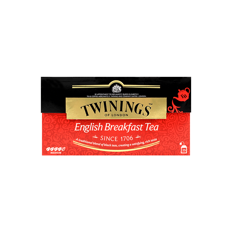 川宁（TWININGS）英式早餐红茶 进口红茶茶叶 下午茶 独立茶包袋泡茶 25袋*2g(盒)