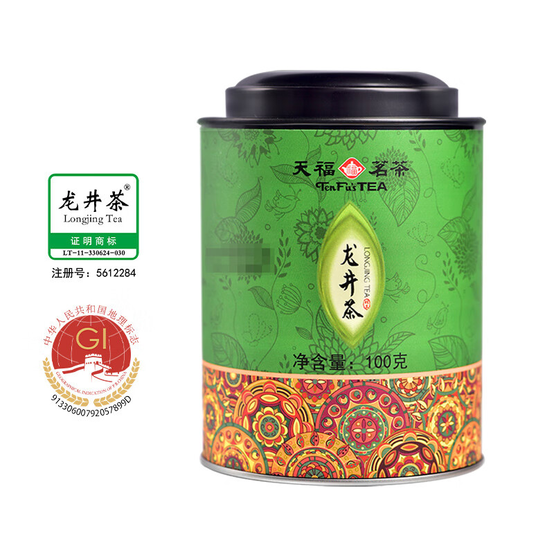 天福茗茶  茶叶 龙井绿茶 浙江龙井 2023新茶绿茶 罐装100G(罐)