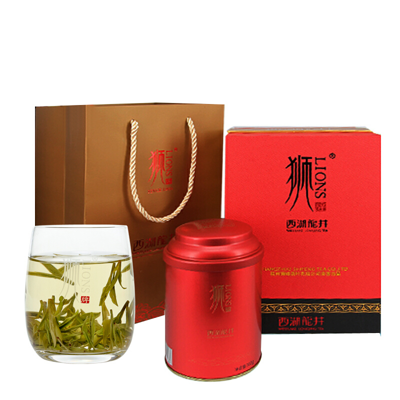 狮牌西湖明前特级2023新茶预售狮峰龙井茶叶绿茶礼盒100g(SF502)（单位：盒）