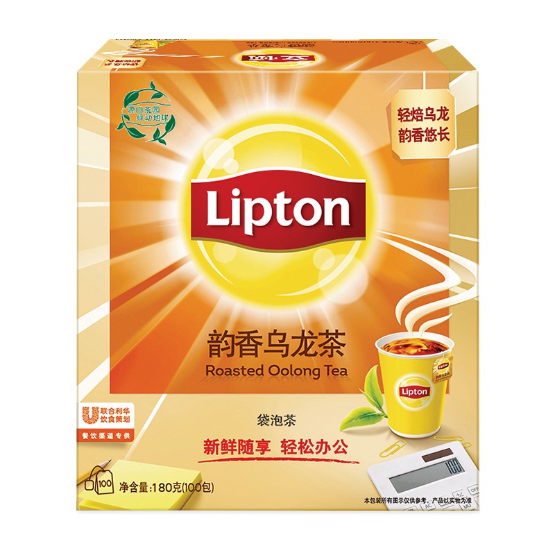 立顿Lipton 乌龙茶 福建高山茶叶 冲饮袋泡茶包1.8g*100包（单位：盒）