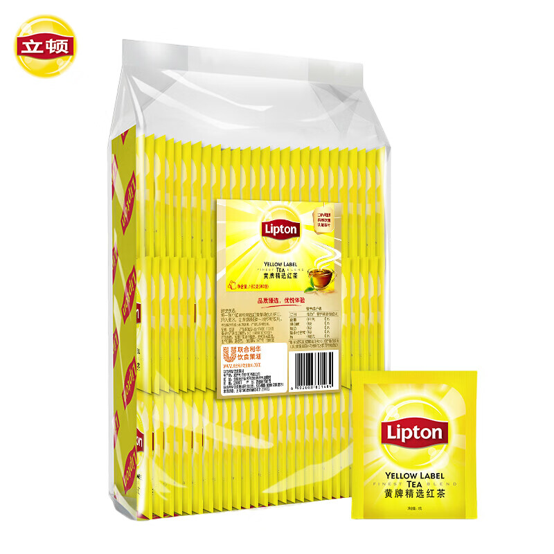立顿Lipton 红茶 黄牌精选经典 冲饮袋泡茶包2g*80包（单位：袋）E80 独立包装