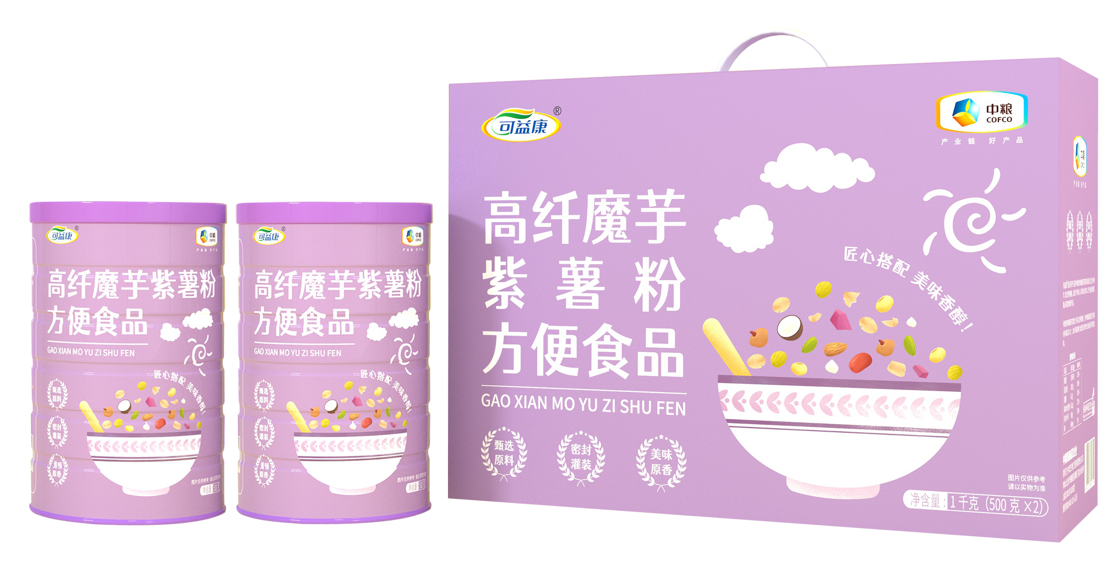 可益康高纤魔芋紫薯粉礼盒1000g（单位：盒）