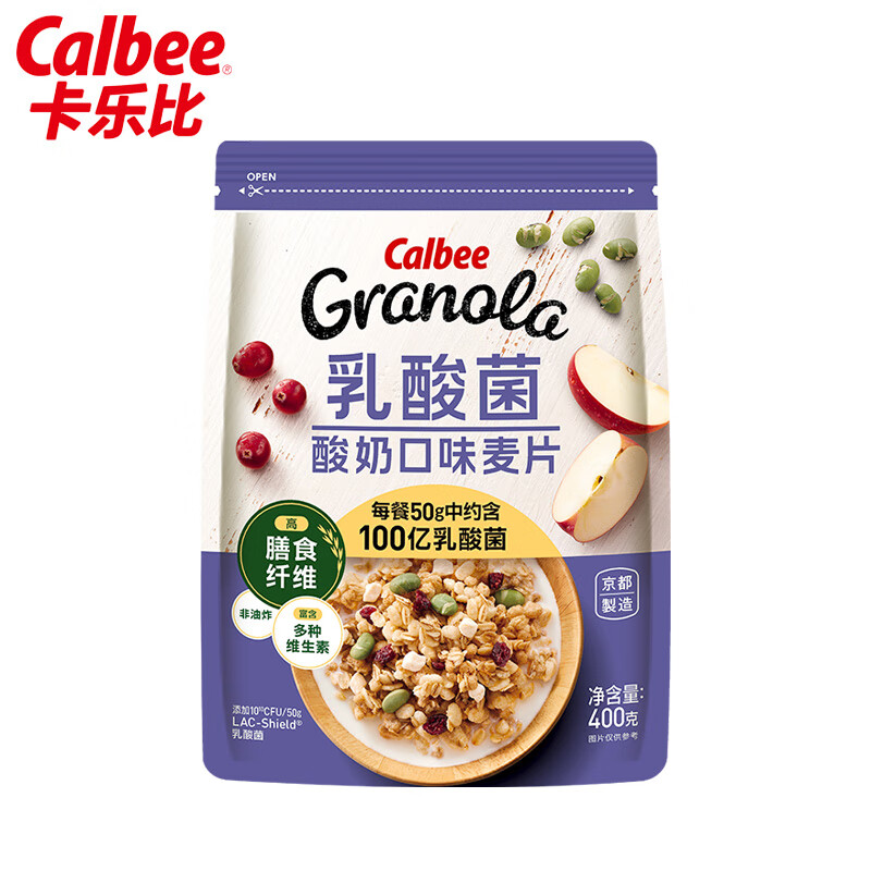 卡乐比早餐水果燕麦片 乳酸菌酸奶400克 日本进口食品 方便代餐即食零食(袋)