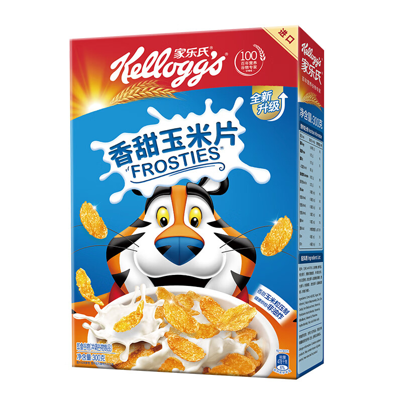 家乐氏（Kellogg’s）进口食品香甜玉米片300g 儿童营养早餐即食麦片(盒)