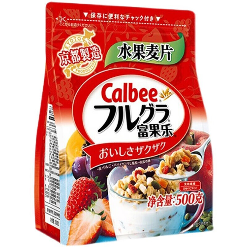 卡乐比Calbee 营养早餐 水果燕麦片500g（单位：袋） 日本进口 非油炸 即食零食