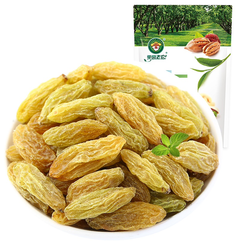 果园老农  蜜饯果干 新疆特产 大颗粒绿提葡萄干450g(袋)