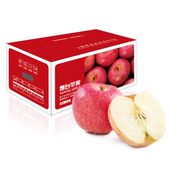 国产烟台红富士苹果一级铂金大果以上新鲜水果年货礼盒5kg单果230g(盒)