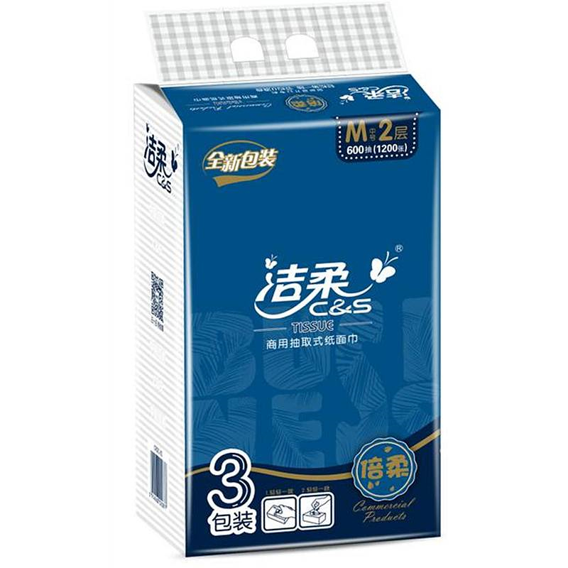 洁柔CR021-03A商用200抽软包抽取式面巾3包/提，16提/箱(箱)