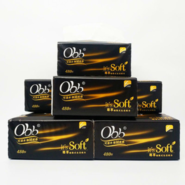 obb黑色包装尊享式480抽强韧可湿水抽纸 8包/提 10提/箱（箱）