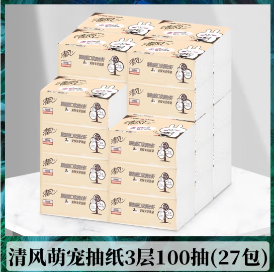 清风（APP）萌宠系列亲肤100抽抽纸27小包（箱）
