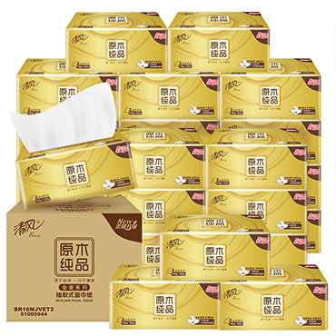 清风软抽纸 原木纯品金装系列(整箱销售)3层140抽*24包（箱）
