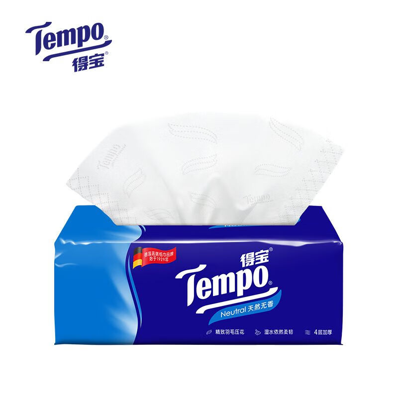 得宝（TEMPO）4层加厚90抽卫生纸抽纸18包整箱（箱）