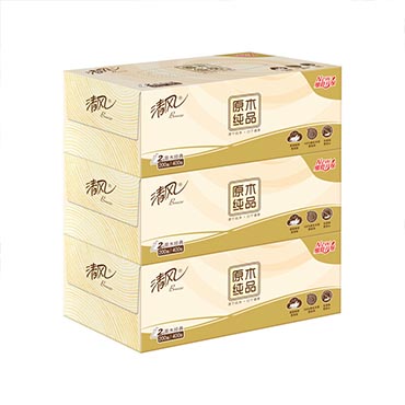 清风B338C3N原木纯品盒装面巾纸  2层200抽 3盒/提 12提/箱（箱）