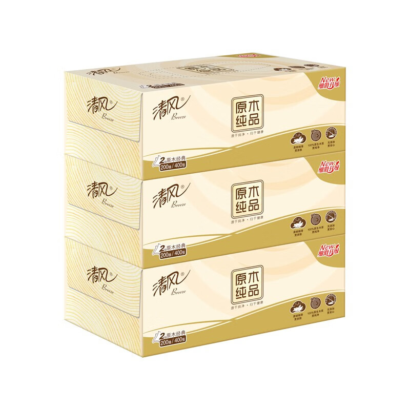 清风	B338C3盒装面纸200抽/盒 36盒/箱（箱）