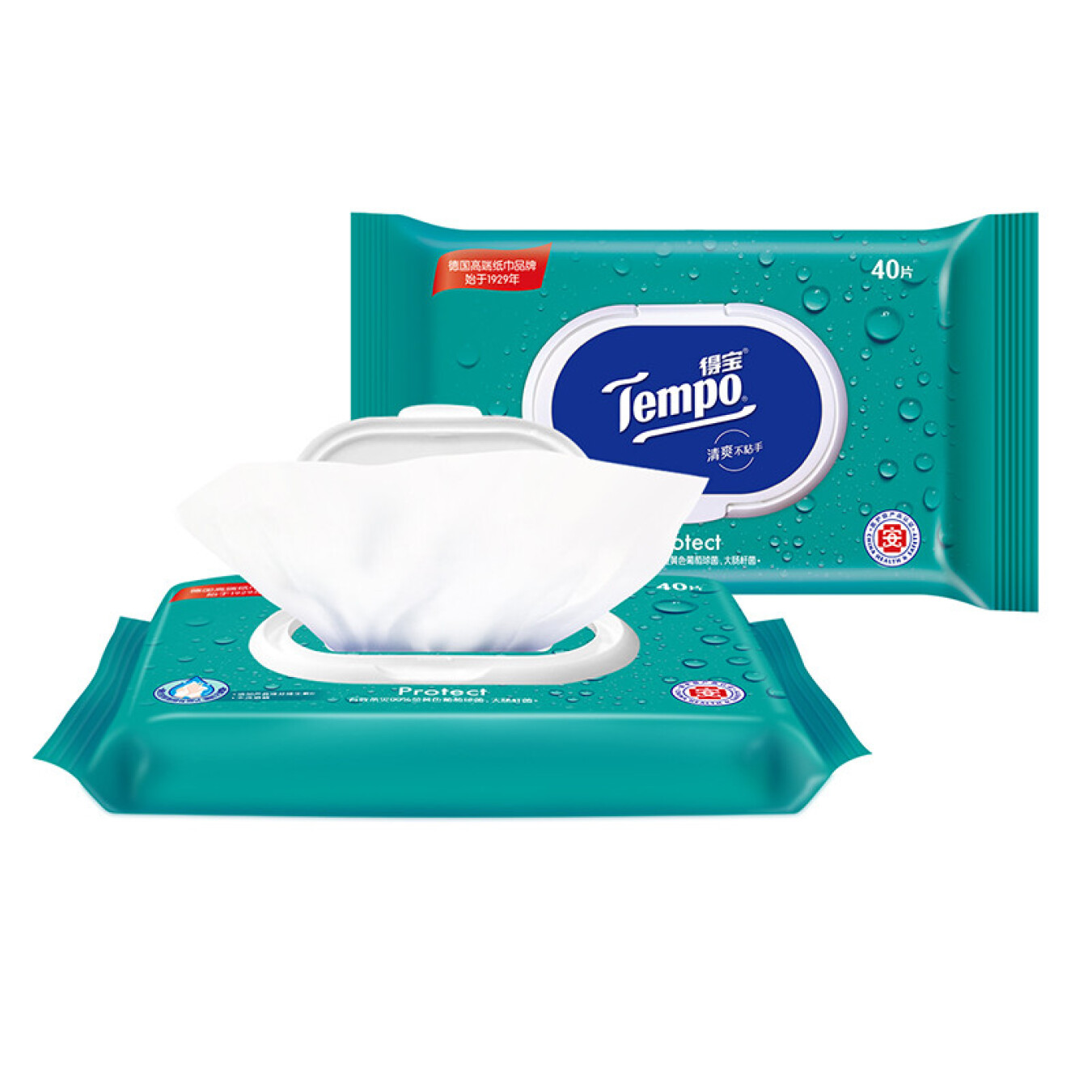 得宝(Tempo) 湿巾 抽取式40片装 芦荟精华植萃卫生湿巾（包）